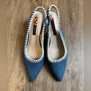 French Connection Blue Denim Heels